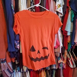 Orange Jack-o-lantern Face Maternity T-shirt